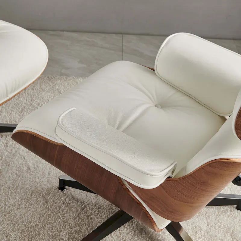 Leren loungefauteuil in mid-century-modern stijl, relaxfauteuil