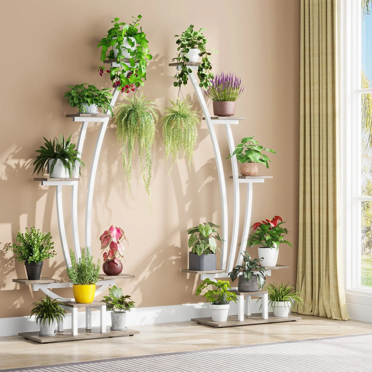 Support pour plantes d’intérieur, présentoir à fleurs à 6 niveaux pour la maison et le jardin – lot de 2