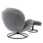 Okak Samt-Sessel mit Hocker, moderner armloser Wohnzimmersessel im Mid-Century-Stil, weicher und bequemer Sessel zum Fernsehen und Spielen