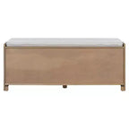 Banc de rangement rustique en bois Whisen, banc à chaussures pour entrée avec coussin amovible et étagères réglables
