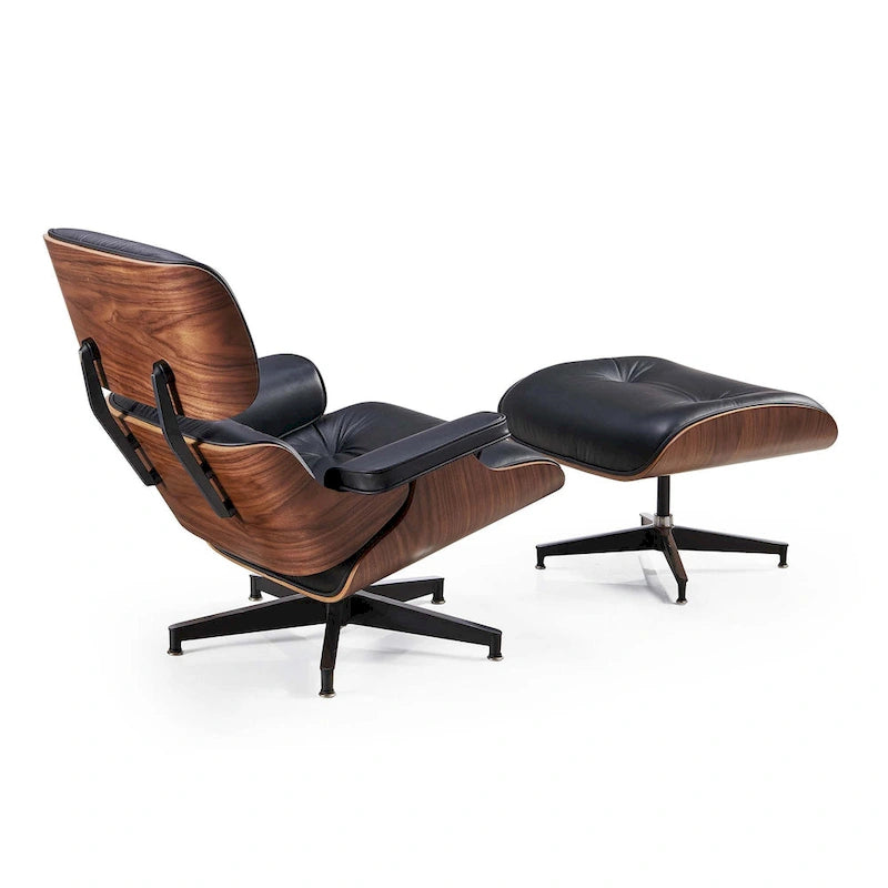 Leren loungefauteuil in mid-century-modern stijl, relaxfauteuil