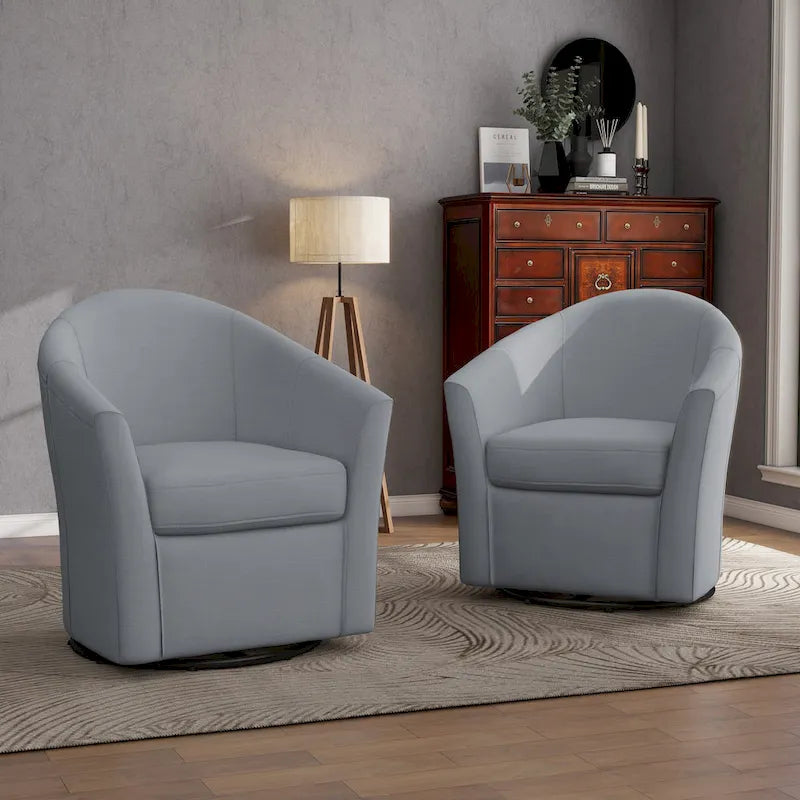 Ensemble de 2 fauteuils tonneau pivotants modernes rembourrés, fauteuils d’appoint pour salon