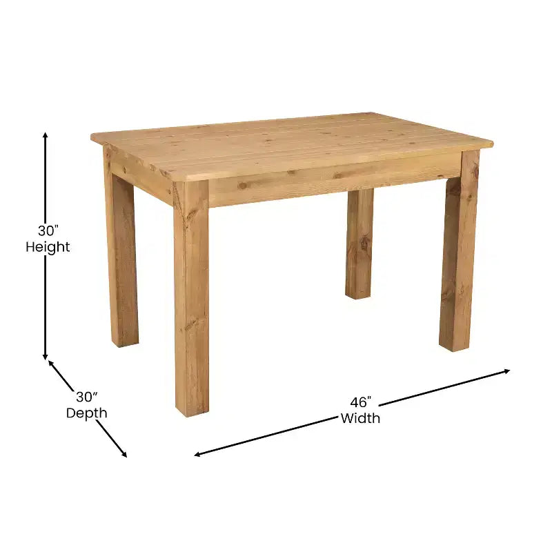 Table de salle à manger de ferme rectangulaire en pin massif Flash Furniture, 46 x 30