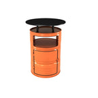 Industrielle schwarze und orangefarbene Metalltrommel-Beistelltische