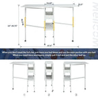 Table de bricolage réglable en hauteur avec étagères de rangement, table de découpe pliante mobile pour bureau à domicile, salle de couture ou atelier créatif