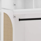 Armoire-penderie haute de 70,87 pouces à 8 portes, grande capacité, avec tringle, étagères réglables et portes décoratives en rotin