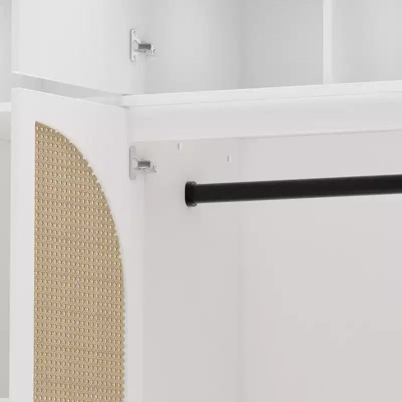Armoire-penderie haute de 70,87 pouces à 8 portes, grande capacité, avec tringle, étagères réglables et portes décoratives en rotin