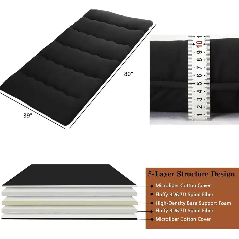 Japans futonmatras, opvouwbare slaapmat voor op de vloer, tatamimat voor thuis, kamperen en als matras