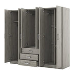 Armoire de rangement en bois à 6 portes avec 3 grands tiroirs pour chambre