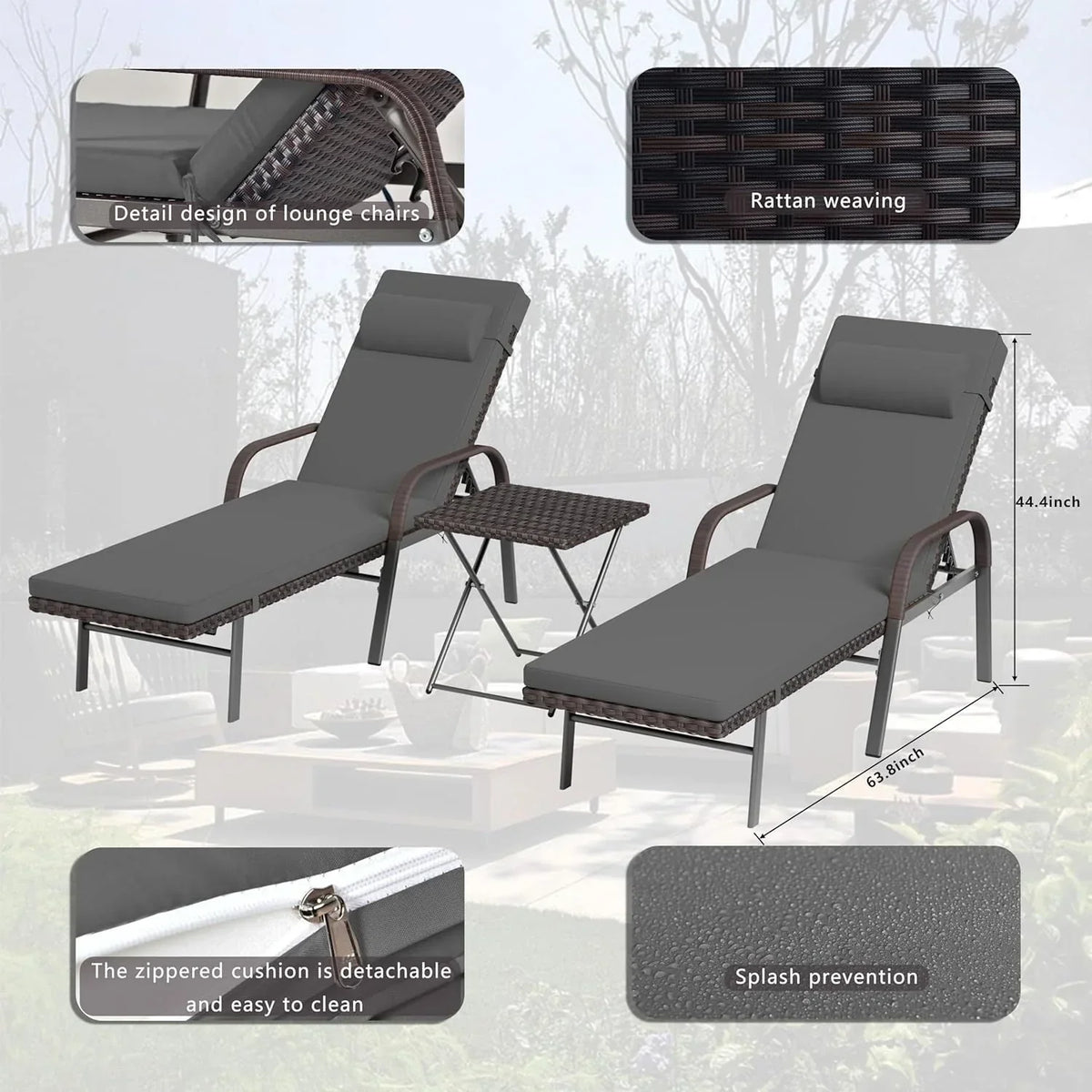 Kullavik 3-teiliges Outdoor-Loungesessel-Set