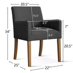 Set van 6 gestoffeerde eetkamerstoelen met armleuningen, moderne linnen fauteuils met houten poten, accentstoelen voor eetkamer en woonkamer - Panipeachy