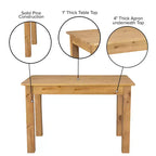 Table de salle à manger de ferme rectangulaire en pin massif Flash Furniture, 46 x 30