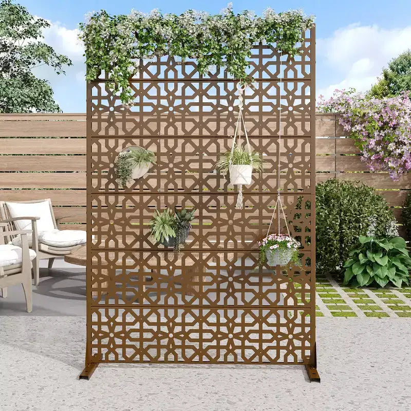 MAYEERTY scheidingswand van gegalvaniseerd staal voor binnen en buiten, vrijstaand privacyscherm voor balkon en terras