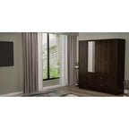 Armoire Hitow avec 2 grands tiroirs, espace central pour vêtements suspendus et miroir, style minimaliste