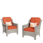 Ensemble de 2 fauteuils de jardin d’extérieur HOOOWOOO en rotin tressé à dossier haut