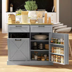 HOMCOM Tilt Out Trash Can Cabinet with Drawers, Farmhouse Kitchen Cabinet with Hidden Trash Can for Kitchen