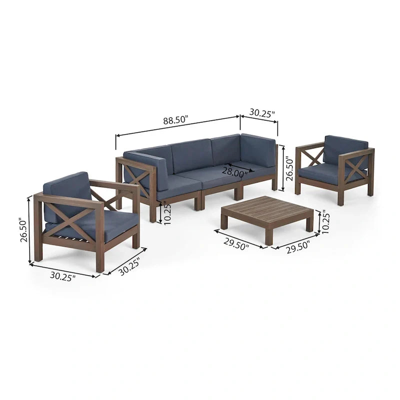 Brava 6-teiliges Outdoor-Set aus Akazienholz von Christopher Knight Home