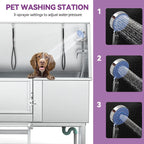 Baignoire de toilettage réglable pour animaux en acier inoxydable de 50' W avec rampe à marches