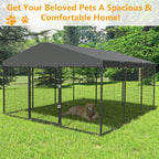 W 118 x D 118 x H 70 grote hondenkennel voor buiten, stevige hondenkooi met waterdicht dak