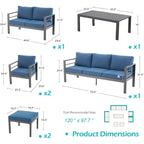 AECOJOY 7-teiliges Aluminiummöbel-Set für die Terrasse, Outdoor-Sitzgruppe