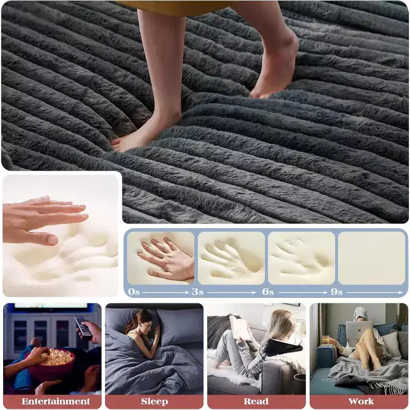 AMERLIFE 93-Zoll-Doppel-Chaiselongue-Sofa für zwei Personen, tiefes Cloud-Sofa mit Lendenkissen und breiten Armlehnen, einfache Montage, Kunstfell