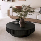 Modern Solid Wood Veneered Round Coffee Tea Table with Storage