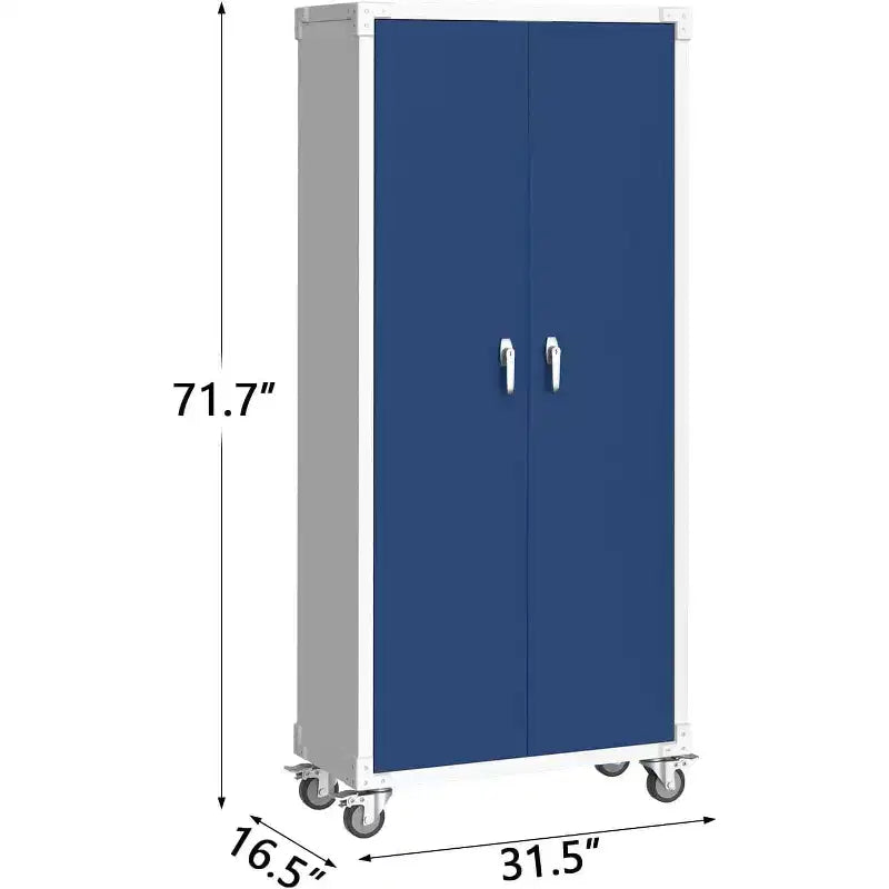 71-Zoll-Stahlschrank mit abschließbaren Türen und 4 verstellbaren Regalböden, robuster Metallschrank für Carport/Büro/Speisekammer, rostfreies Design
