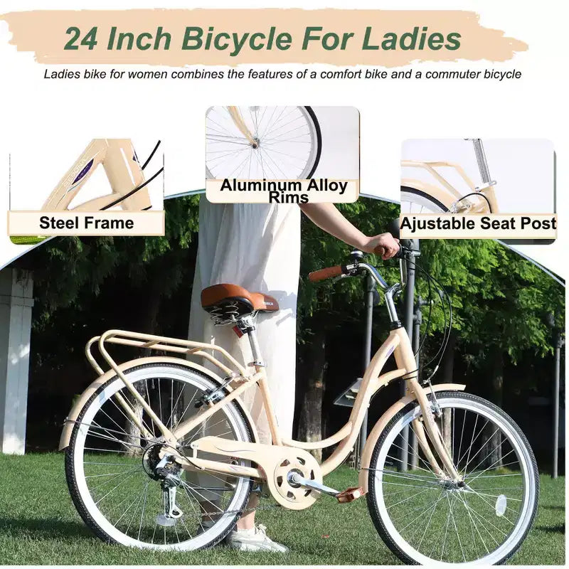 Zeus & Ruta damesfiets van 24 inch met 7 versnellingen en stalen frame