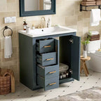30 Einzelwaschbecken-Badezimmerwaschtisch mit Unterschrank und 3 Schubladen - Schwarz / Blau / Grün / Indigo / Weiß