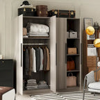 Modern Freestanding Solid Wood Wardrobe Closet With Storage Shelves