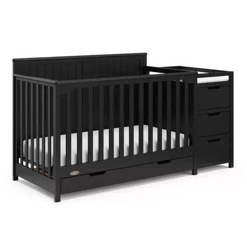 5-in-1-Umbaubett für Babys mit Wickelaufsatz und Schublade