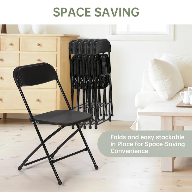 10er-Pack Kunststoff-Klappstühle mit einer Tragfähigkeit von 350 lb für Veranstaltungen, Büro, Hochzeiten, Partys, Picknicks und Küche
