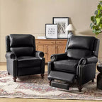 Set aus 2 modernen Elisabete-Sesseln mit hoher Rückenlehne aus echtem Leder und Vintage-Nagelkopfbesatz für Wohnzimmer und Schlafzimmer| ART OF LIVING DESIGNS