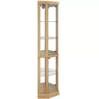Hoekvitrinekast met glazen deuren en planken, hoekdisplaykast voor de woonkamer