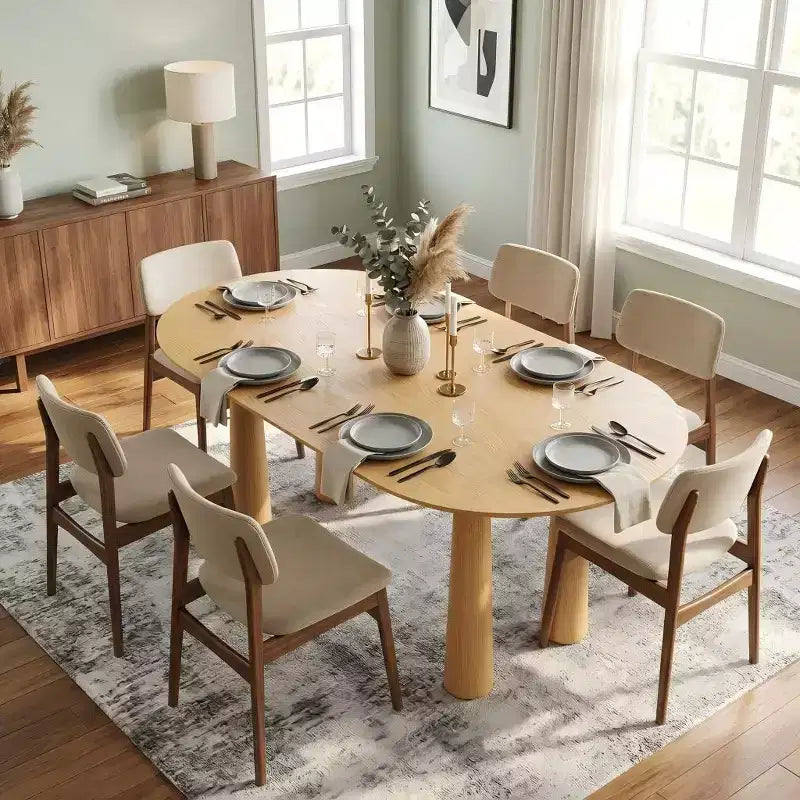 Dovelina ovale houten eettafel van 67 met 4 poten, moderne keukentafel voor 6 personen