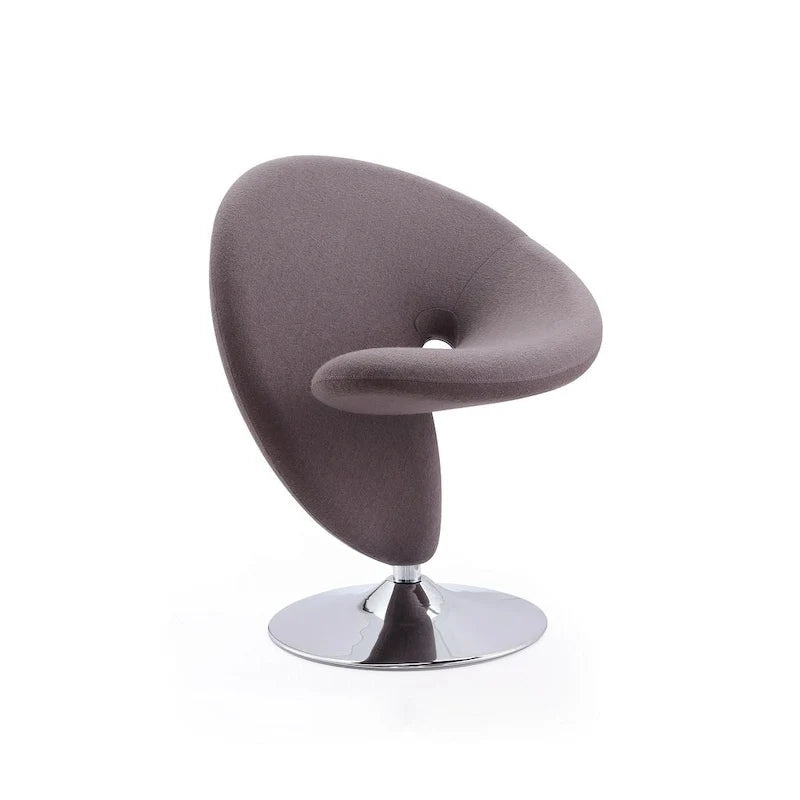 Manhattan Comfort Curl drehbarer Akzentstuhl aus Wollmischgewebe mit Chromgestell (2er-Set)
