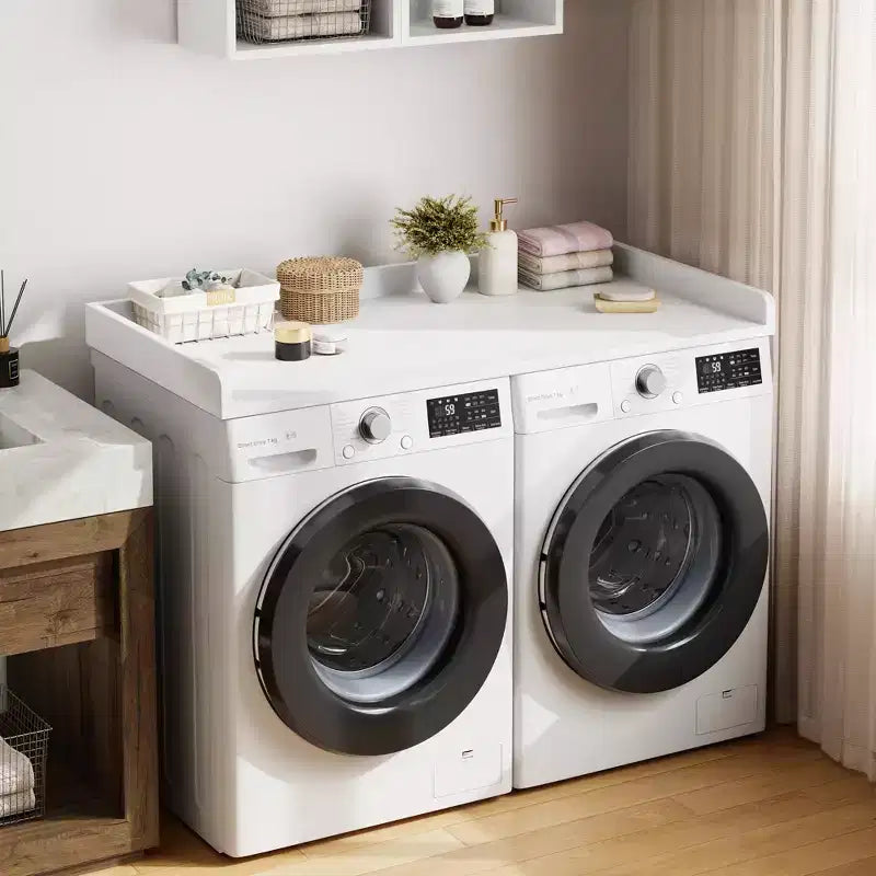 Washer Dryer Countertop, Laundry Topper with Raised Edge & Non-Slip Pad for Hamper Counter Storage & Laundry Room Organization