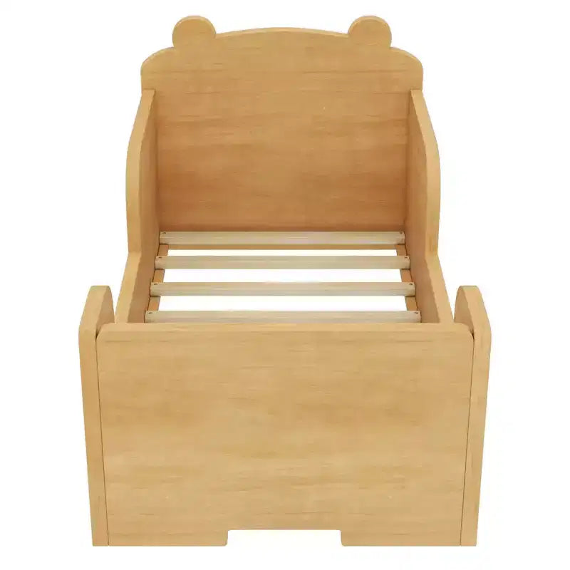 Okak vloerbed in de vorm van een beer voor kinderen van 3-6 jaar, peuterbedframe met veiligheidshekje, schattig kinderbed in de vorm van een dier