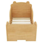 Okak vloerbed in de vorm van een beer voor kinderen van 3-6 jaar, peuterbedframe met veiligheidshekje, schattig kinderbed in de vorm van een dier