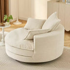 360 Swivel Accent Chair, Barrel Chair Swivel Round Sofa Chair with Cushion for Living Room