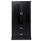 Armoire haute de rangement pour salle de bains, avec deux portes et tiroirs, étagère réglable, panneau MDF