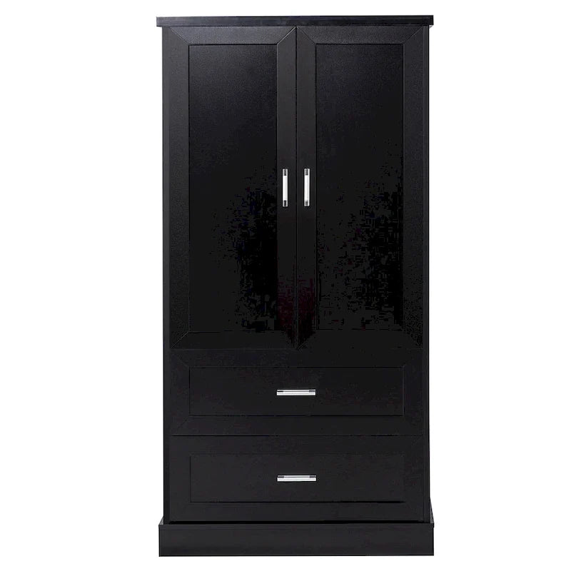 Armoire haute de rangement pour salle de bains, avec deux portes et tiroirs, étagère réglable, panneau MDF