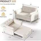 Dyonery 3-in-1-Schlafsofa, ausziehbares Schlafsofa mit Seitentasche und verstellbarer Rückenlehne, werkzeuglose Montage, klappbares Loveseat