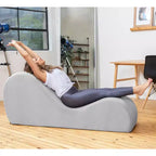 Avana elegante chaise longue voor yoga - Gemaakt in de VS - Ideaal voor stretchen, ontspanning, sporten en meer, 60D x 18W x 26H inch, lichtgrijs