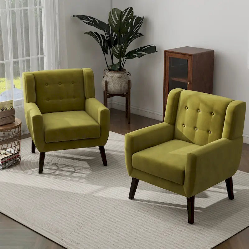 Set van 2 fluwelen accentstoelen voor de woonkamer, gestoffeerde fauteuils