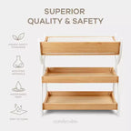 Table à langer Comfy Cubs pour bébé - construction robuste en bois, style intemporel avec deux étagères ouvertes pour les essentiels de bébé