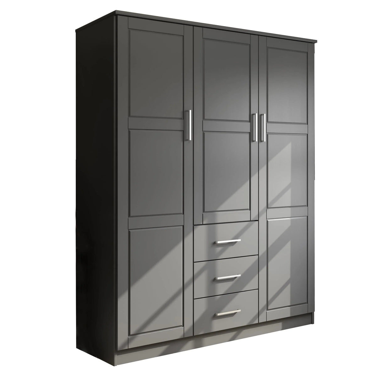 Palace Imports Cosmo kledingkast met 3 deuren, 100% massief hout, met deuren van massief hout of spiegelglas