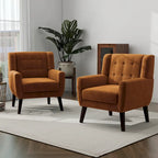 Set van 2 fluwelen accentstoelen voor de woonkamer, gestoffeerde fauteuils