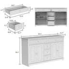 59,1-inch wit buffetdressoir, modern uit het midden van de eeuw, eigentijds, gelakt