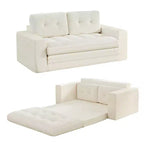 Mjkone 71' 2-in-1 slaapbank, opvouwbare loveseat met geribde stof en knopen, ruimtebesparend